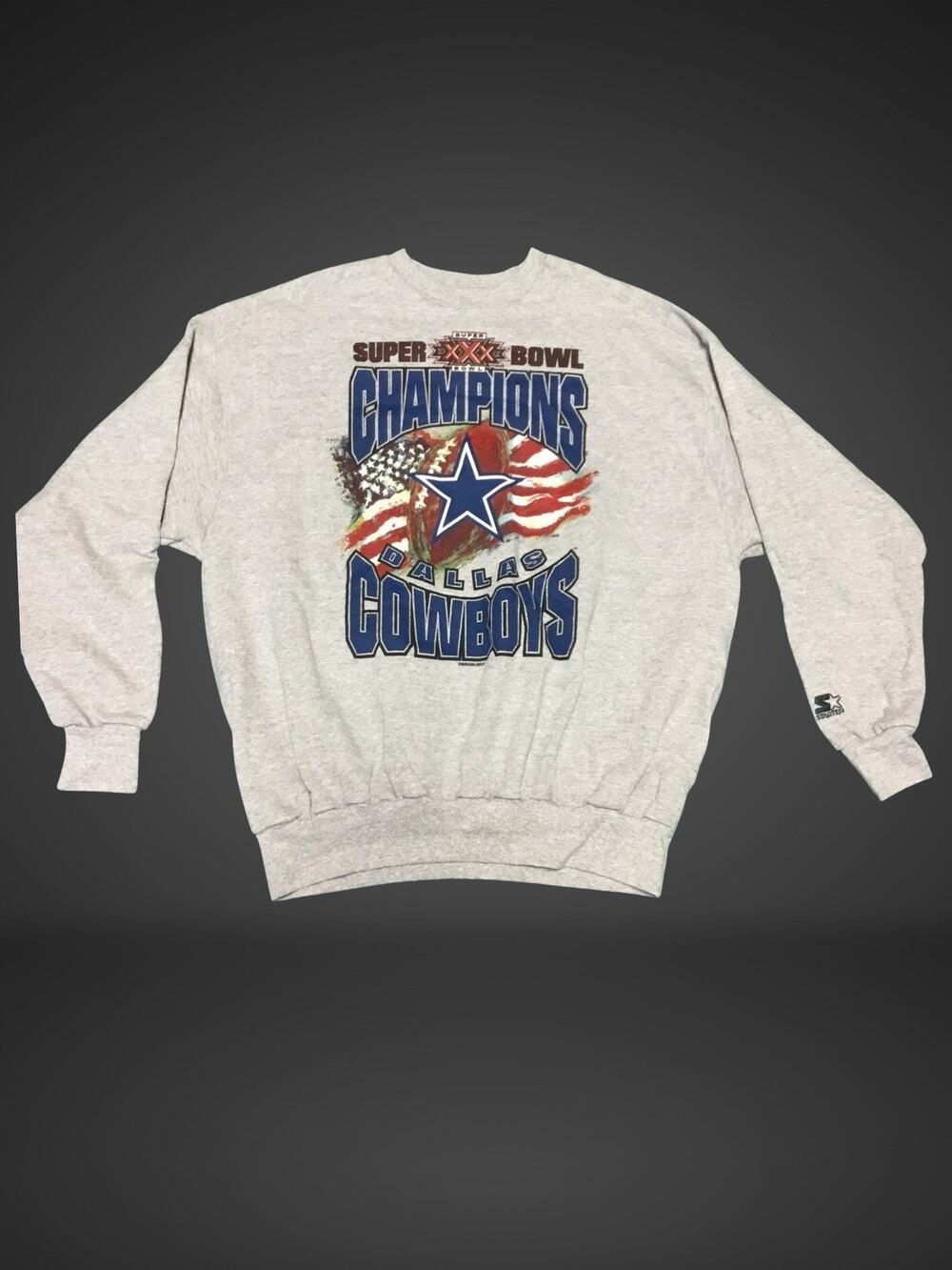 Vintage 1996 DALLAS COWBOYS Super Bowl XXX Champions Starter Sweatshirt XL